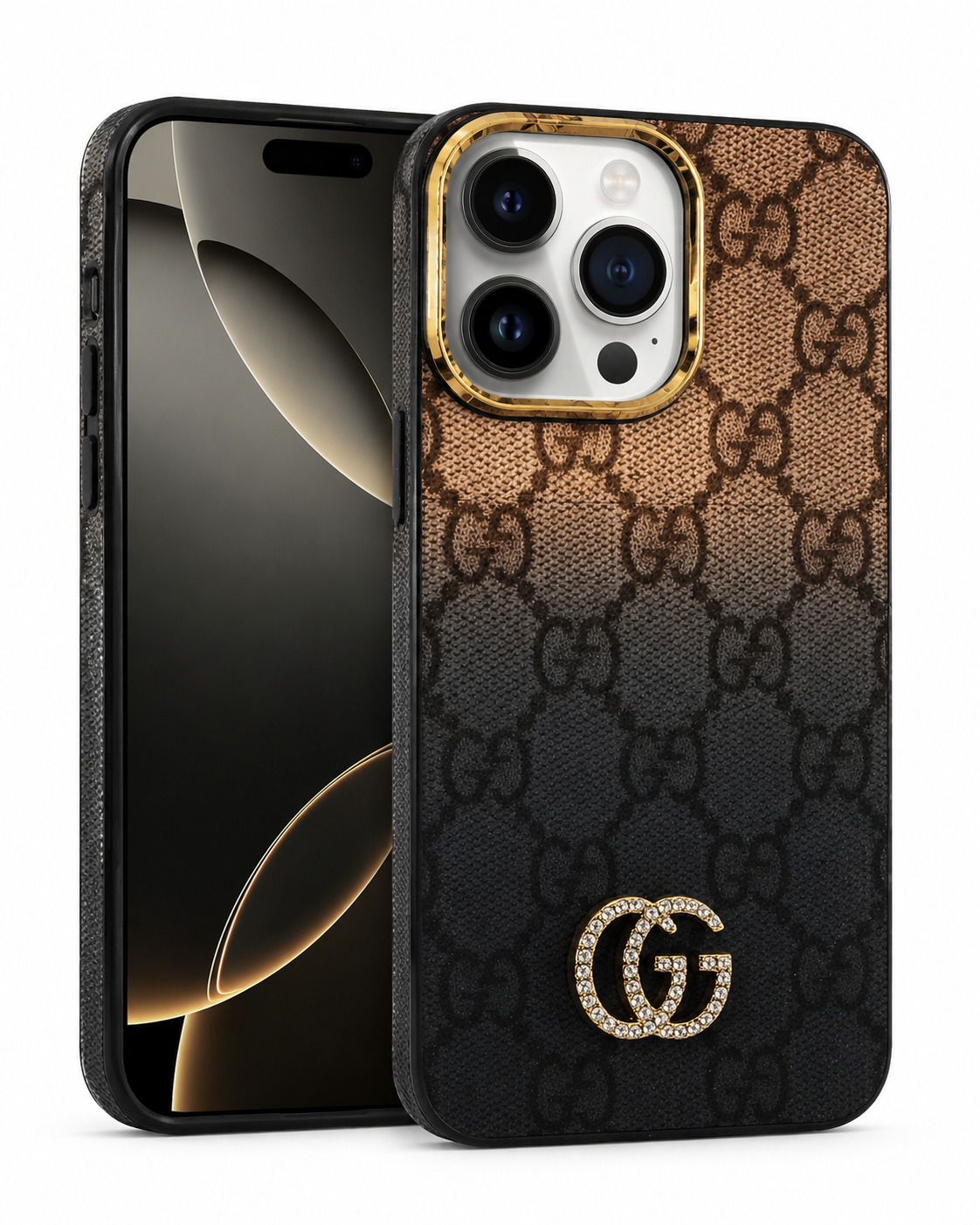 Luxury Gradient GG Rhinestone Phone Case – iPhone 16 Pro Max & 17 Pro Max